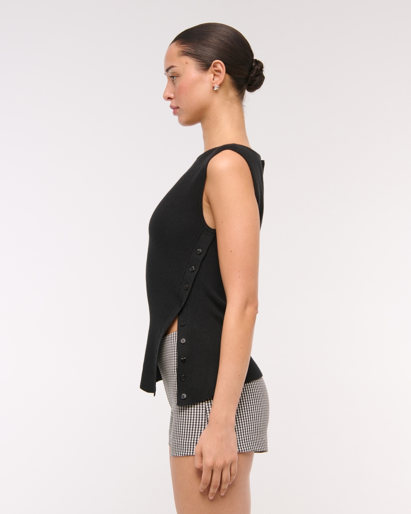 Asymmetrical Button Sweater Tank