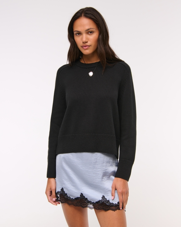The A&F Madeline Crew Sweater, Black view 1