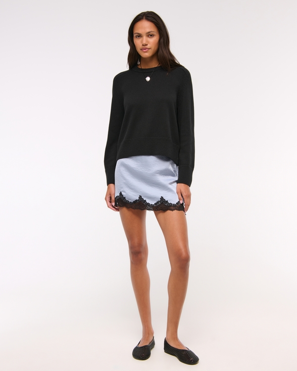The A&F Madeline Crew Sweater, Black view 2
