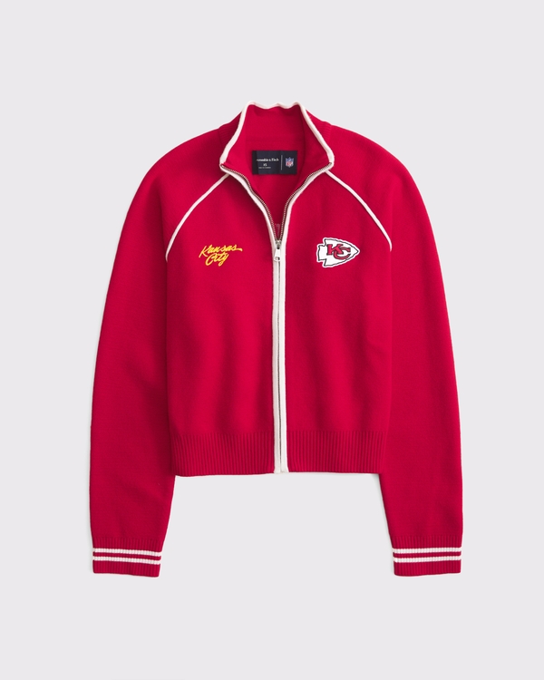 Kansas City Chiefs Mockneck Zipper Cardigan, Red - Chiefs view 1