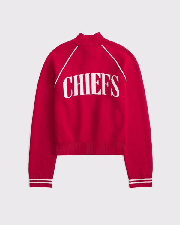 Women's Kansas City Chiefs Mockneck Zipper Cardigan | Women's Tops