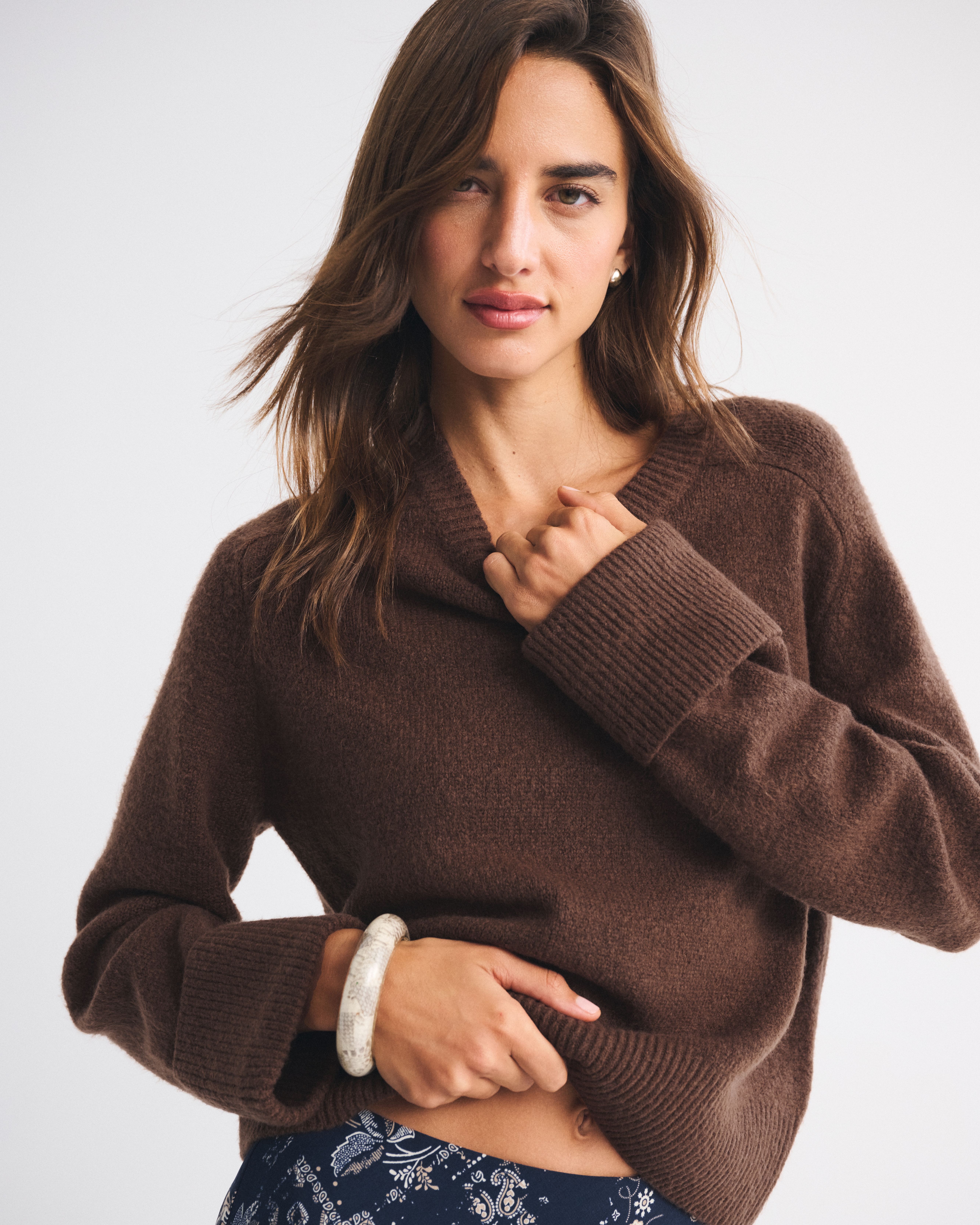 Abercrombie & Fitch The A&f Madeline Crew Sweater In Brown
