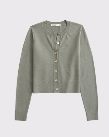 Women's LuxeLoft Shrunken Crew Cardigan | Women's Tops | Abercrombie.com