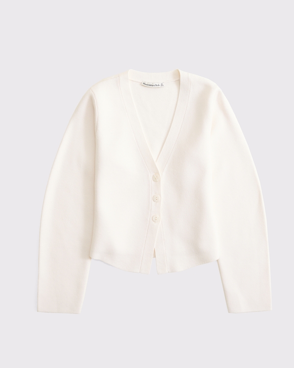 LuxeLoft Rounded Sleeve Cardigan, Cream view 1