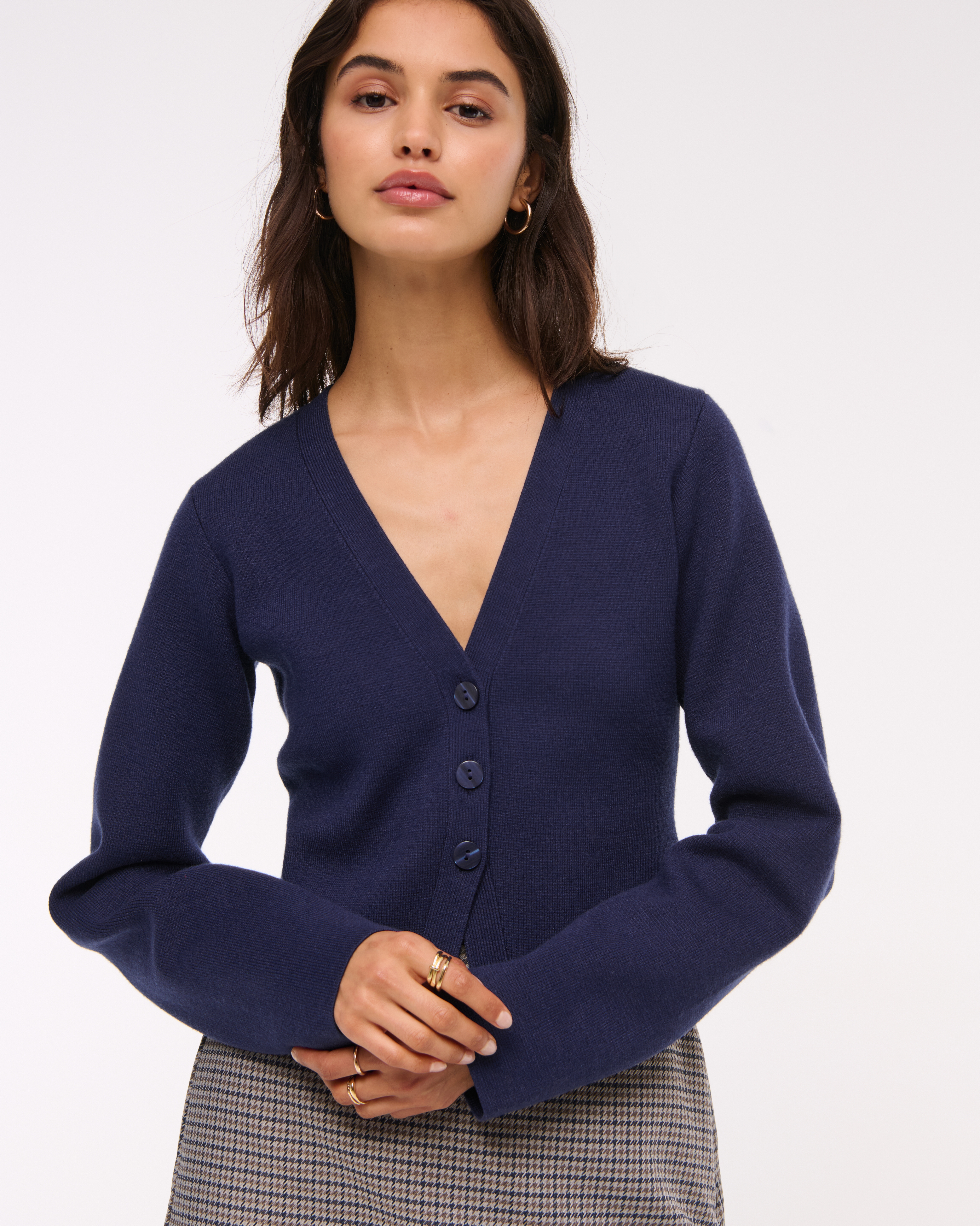 Abercrombie & Fitch Luxeloft Rounded Sleeve Cardigan In Blue