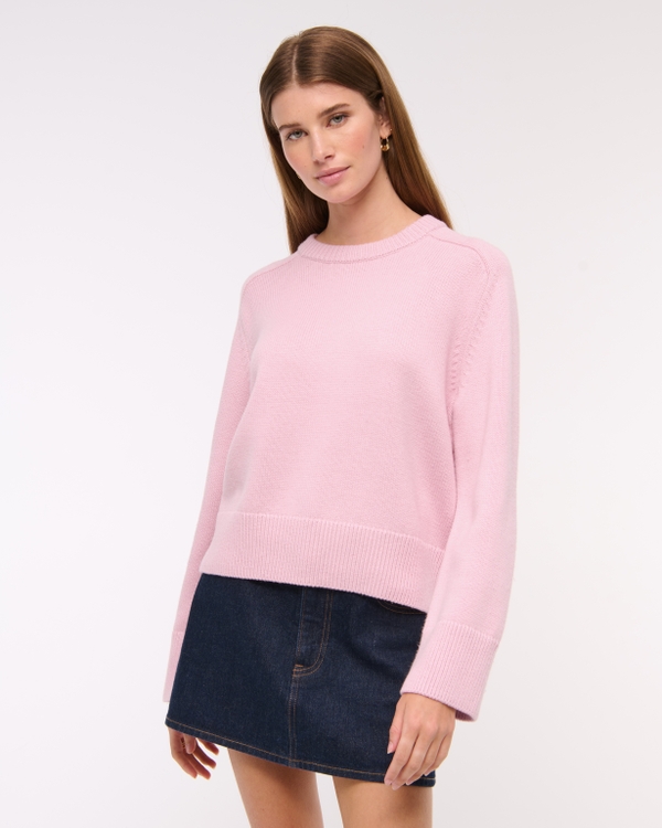 The A&F Madeline Crew Sweater, Light Pink view 1