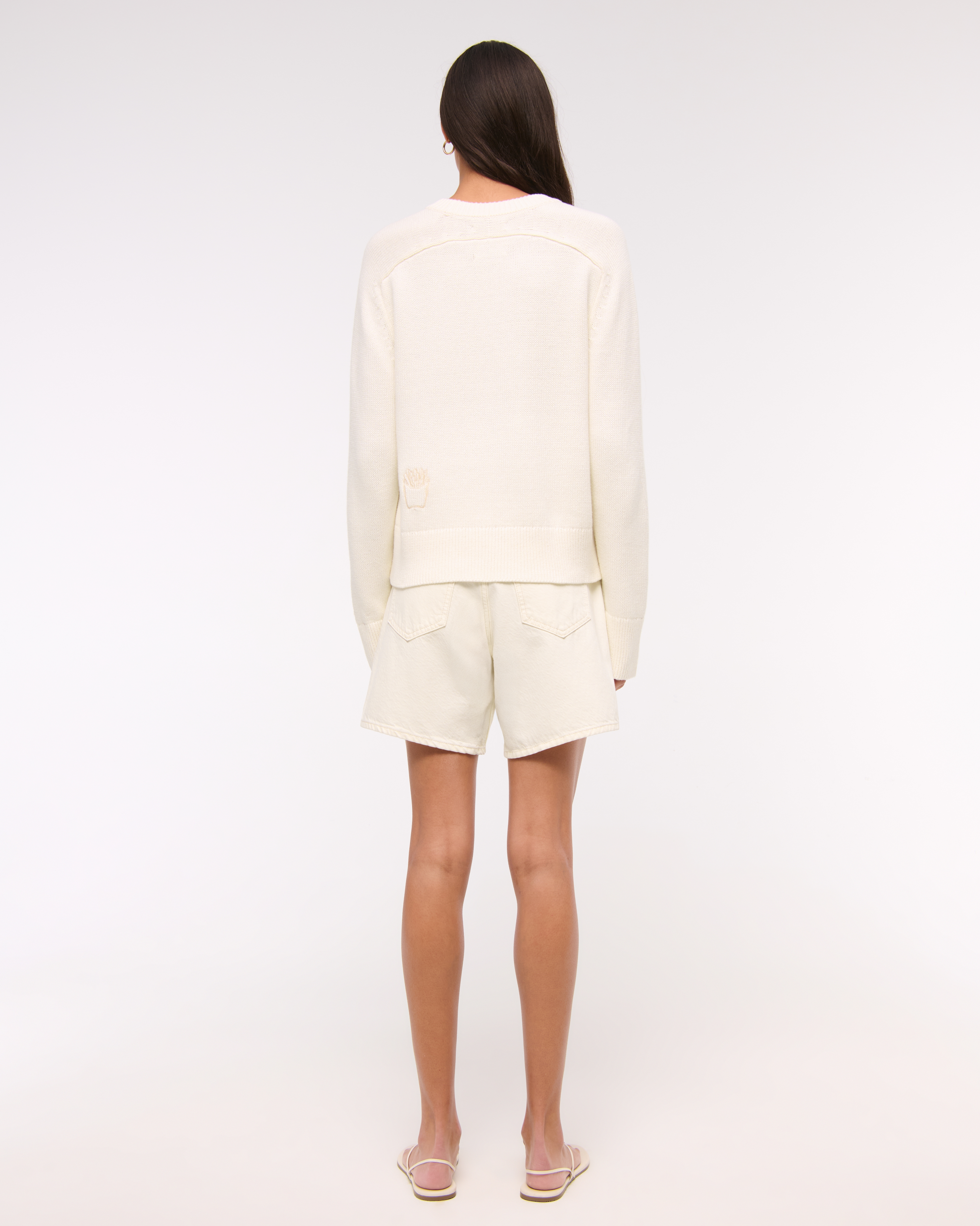 Abercrombie & Fitch The A&f Madeline Doodle Crew Sweater In White