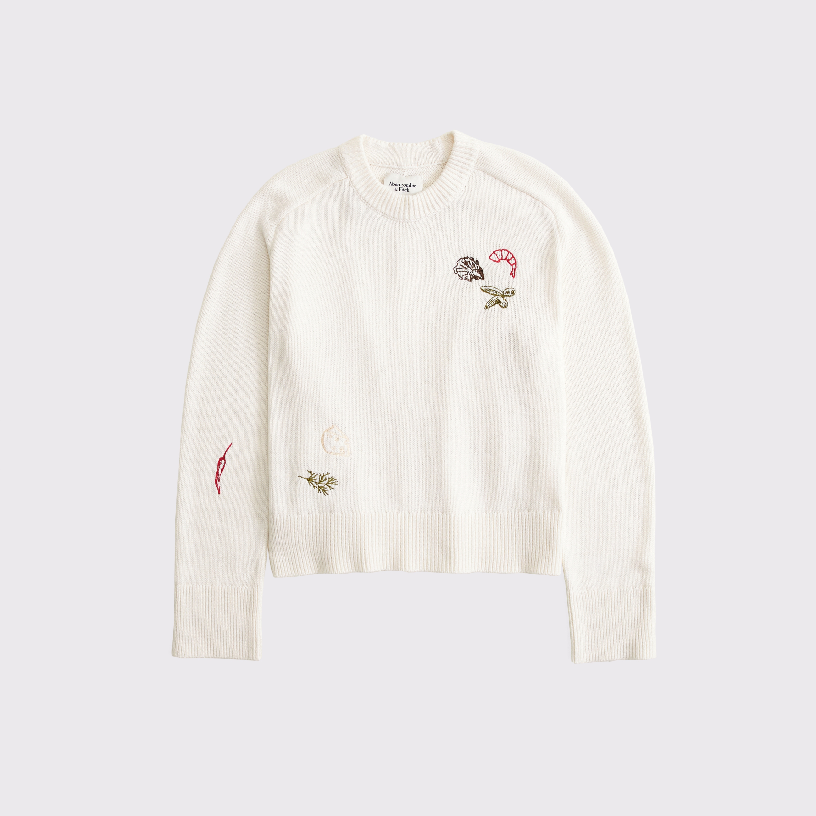 Abercrombie & Fitch The A&f Madeline Doodle Crew Sweater In White