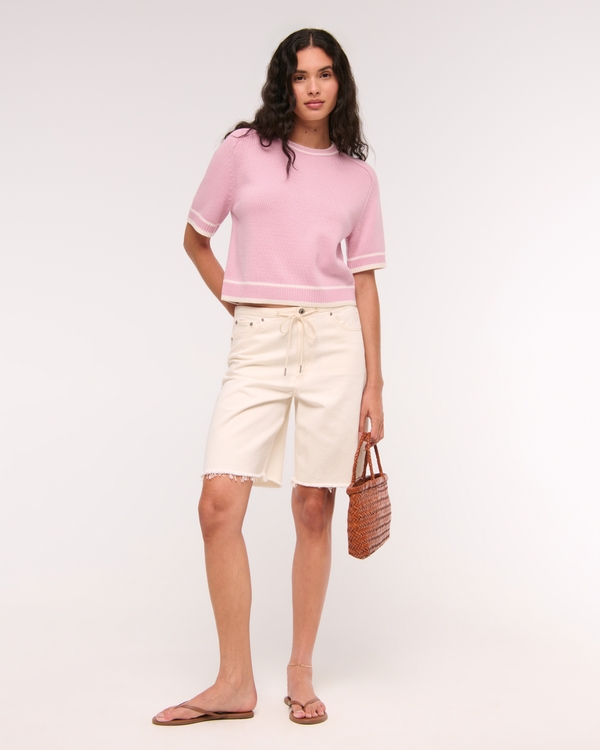 The A&F Madeline Crew Sweater Tee, Pink view 2