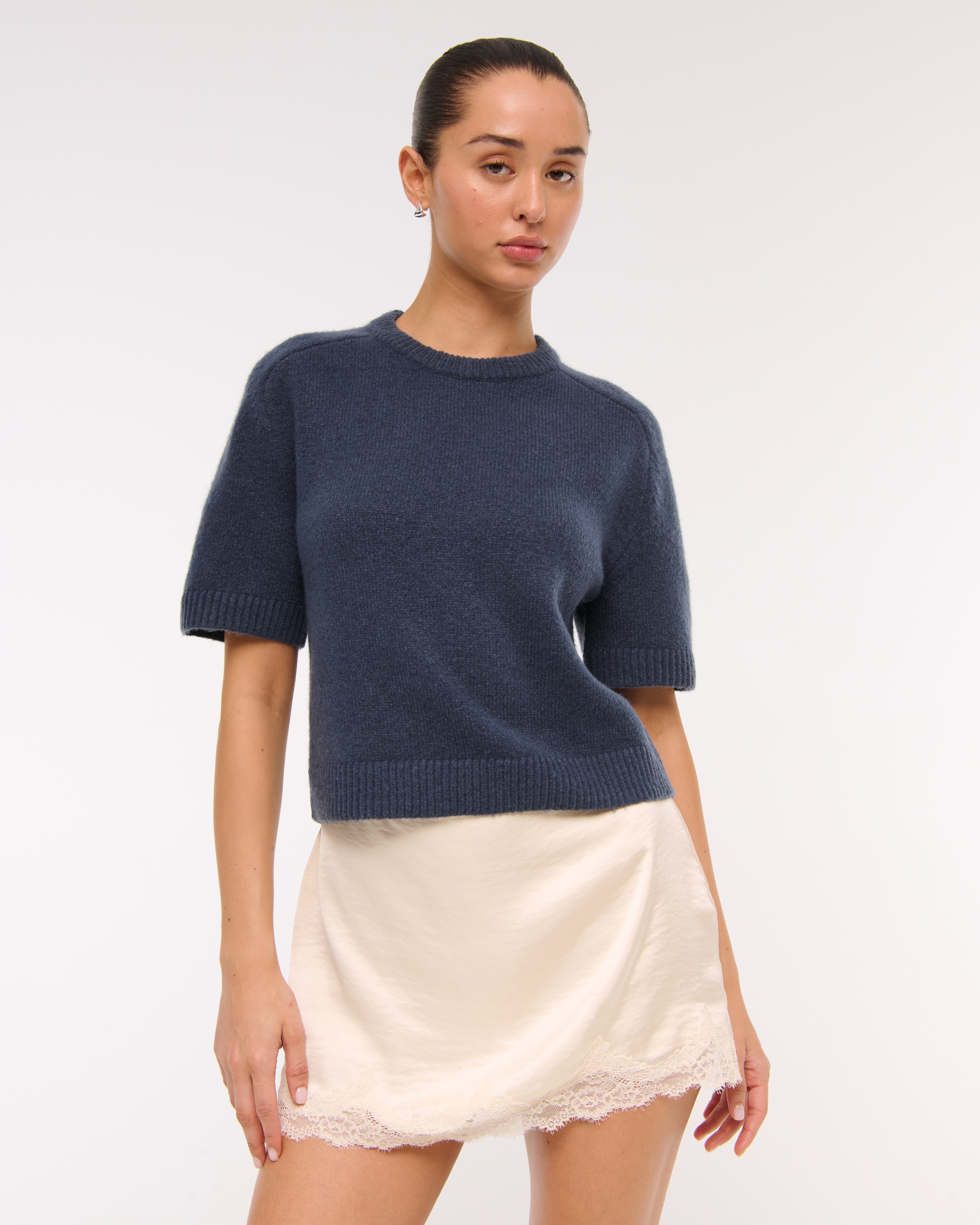 Abercrombie & Fitch The A&f Madeline Crew Sweater Tee In Blue