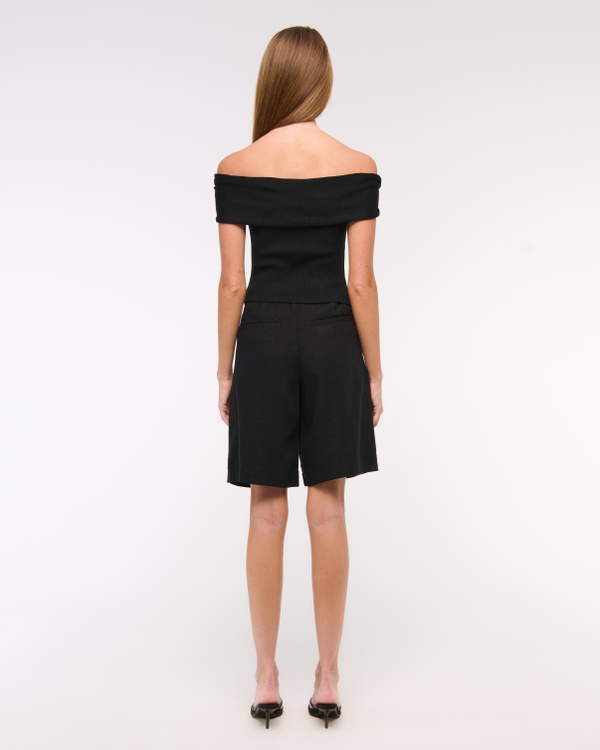 Hardware Off-The-Shoulder Sweater Top