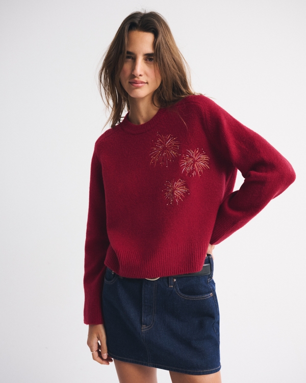 The A&F Madeline Lunar New Year Crew Sweater, Red view 1