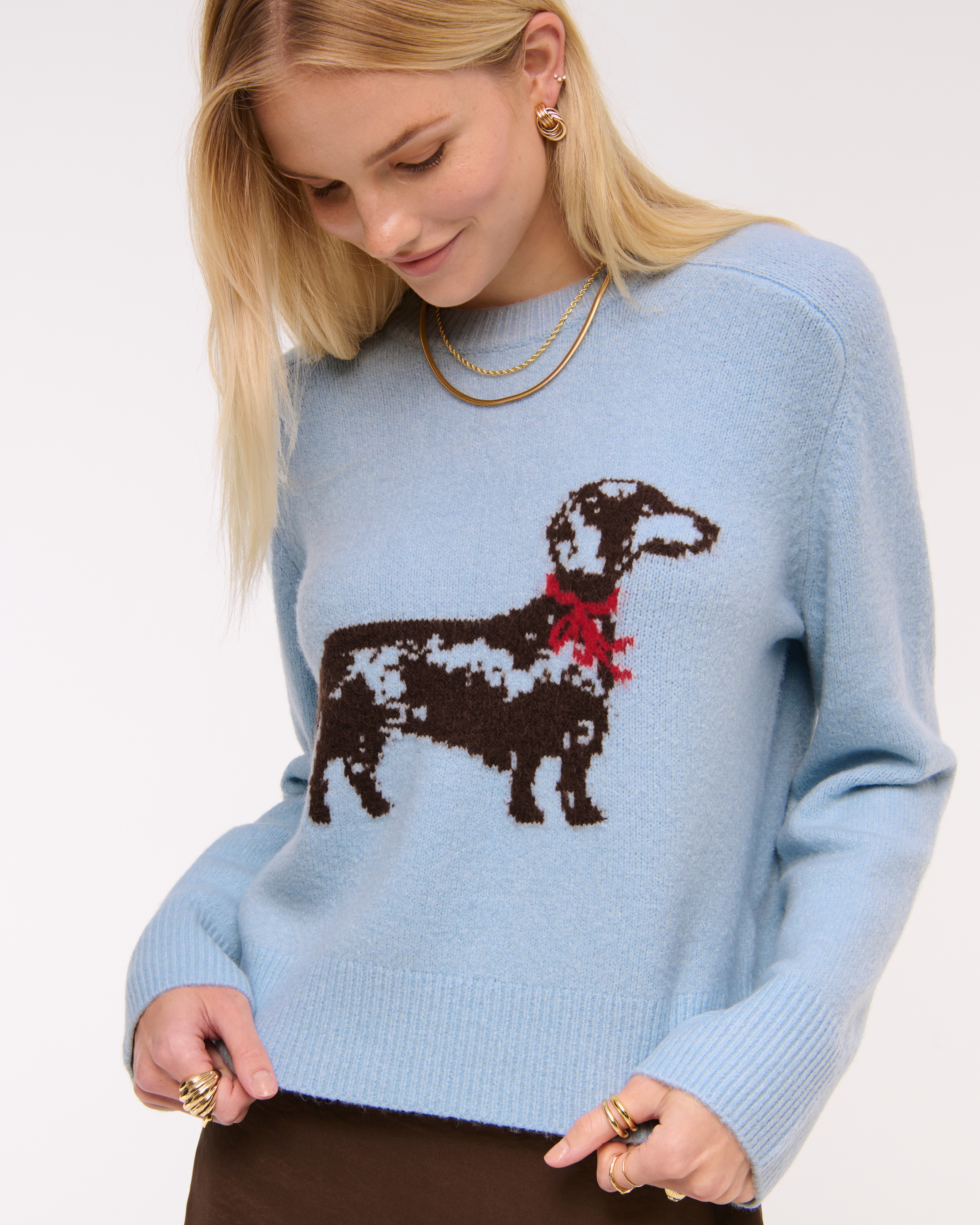 Abercrombie & Fitch The A&f Madeline Dog Crew Sweater In Blue