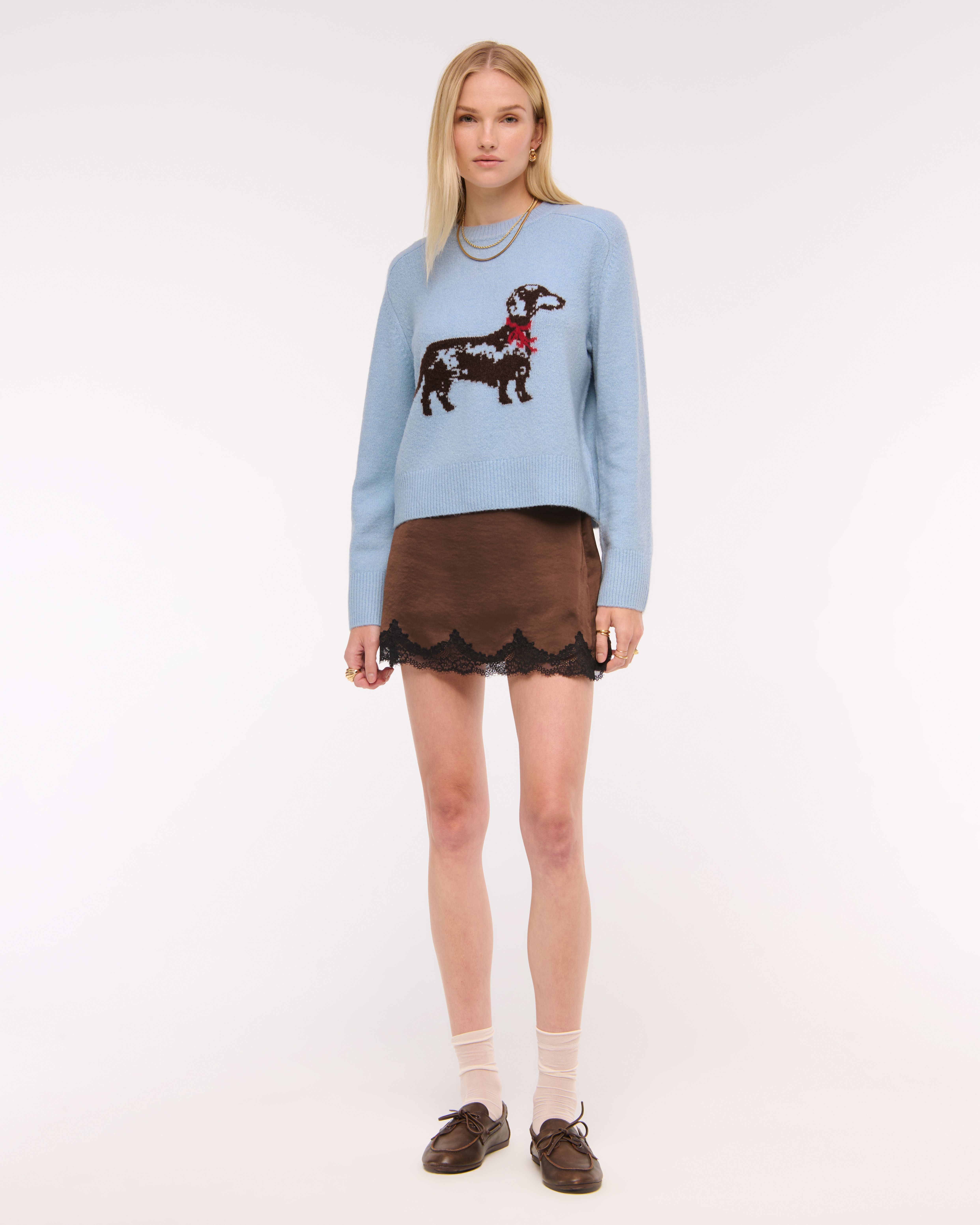 Abercrombie & Fitch The A&f Madeline Dog Crew Sweater In Blue