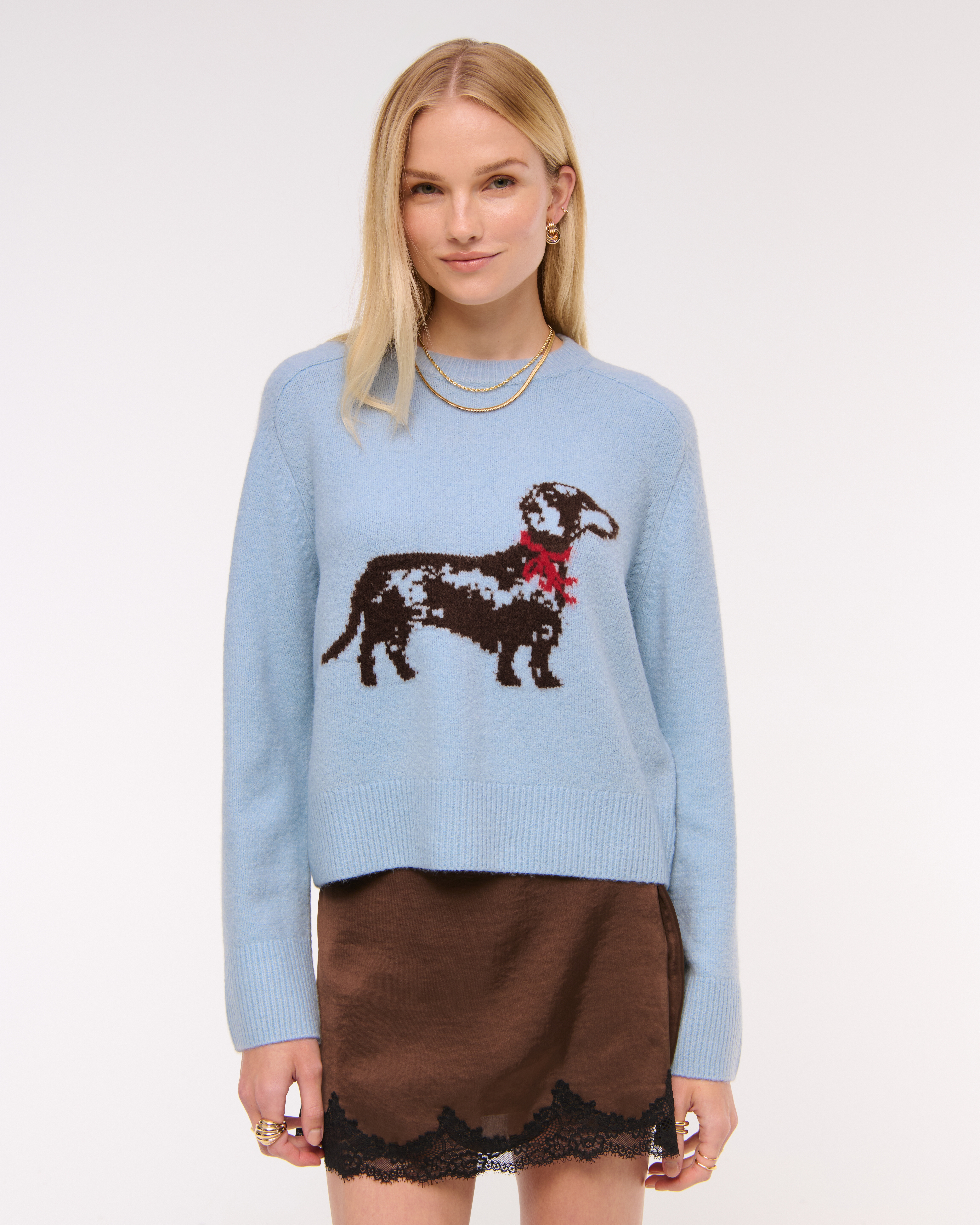 Abercrombie & Fitch The A&f Madeline Dog Crew Sweater In Blue