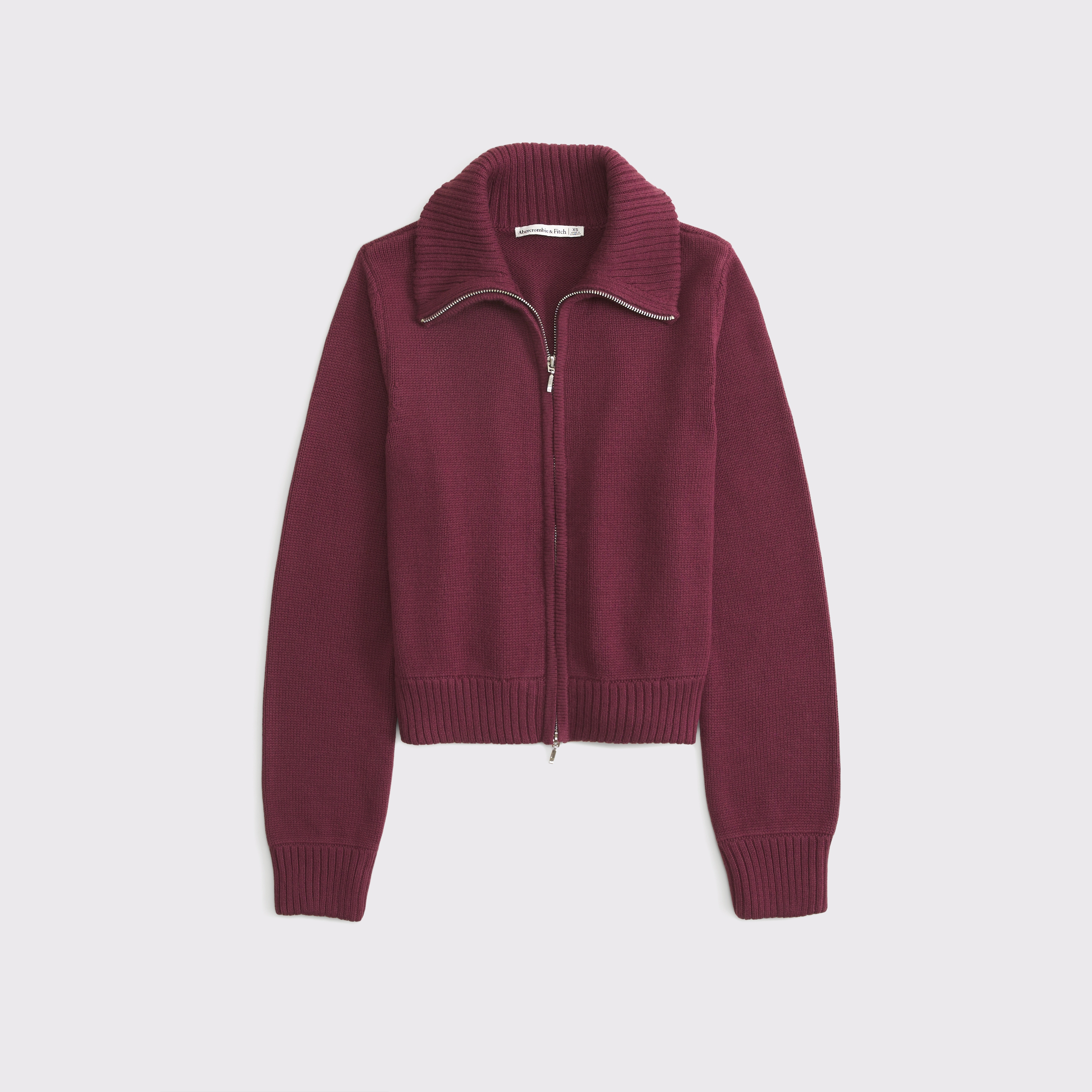 Женский кардиган Abercrombie & Fitch Double Zipper Après Ski Cardigan, цвет: Бордовый