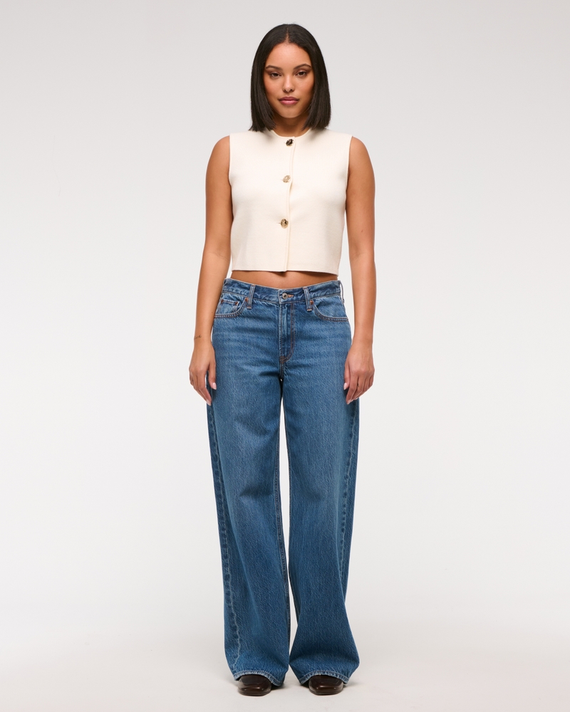 LuxeLoft Hammered Button Crew Vest