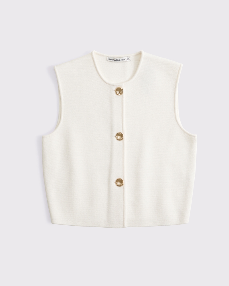 LuxeLoft Hammered Button Crew Vest