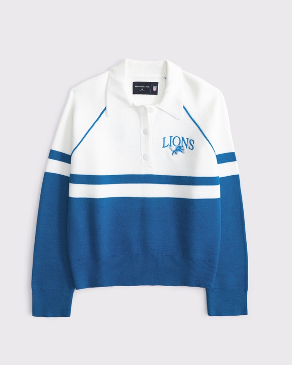 Detroit Lions LuxeLoft Sweater Polo, White - Lions view 1