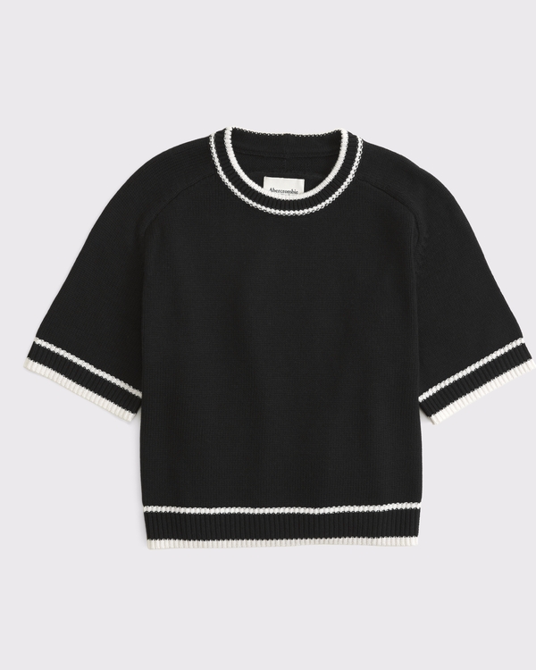 The A&F Madeline Crew Sweater Tee, Black view 1