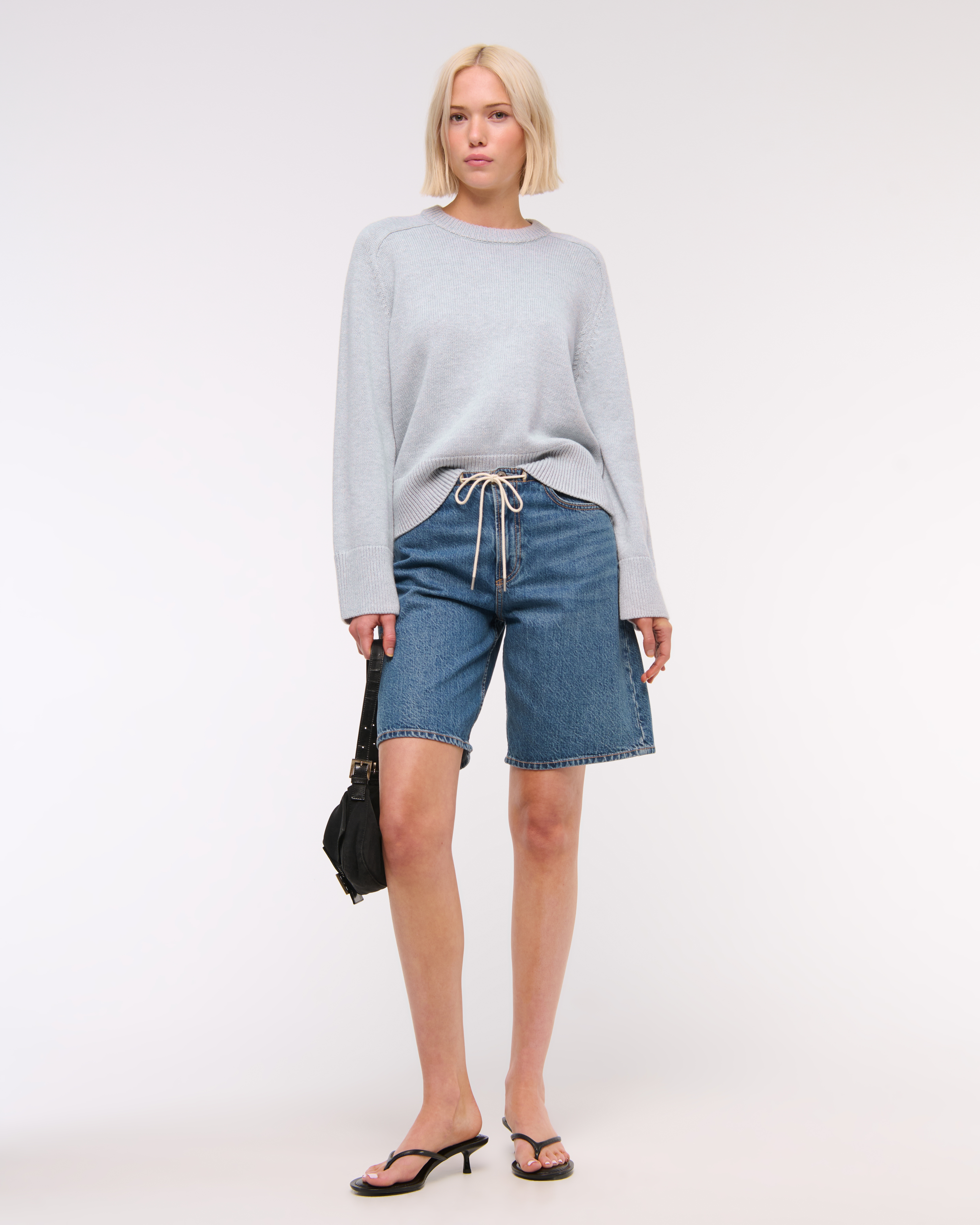 Abercrombie & Fitch The A&f Madeline Crew Sweater In Gray