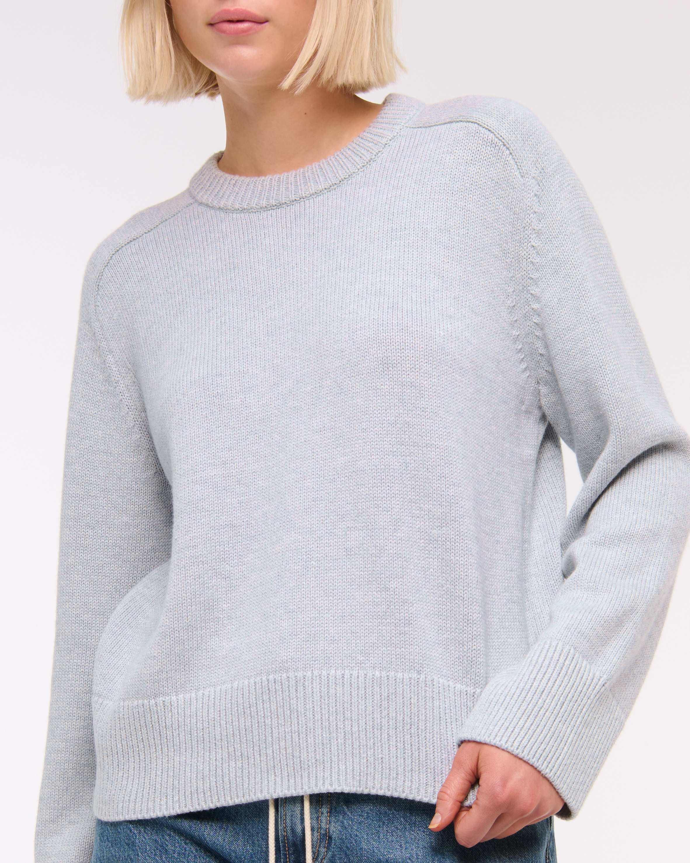 Abercrombie & Fitch The A&f Madeline Crew Sweater In Gray