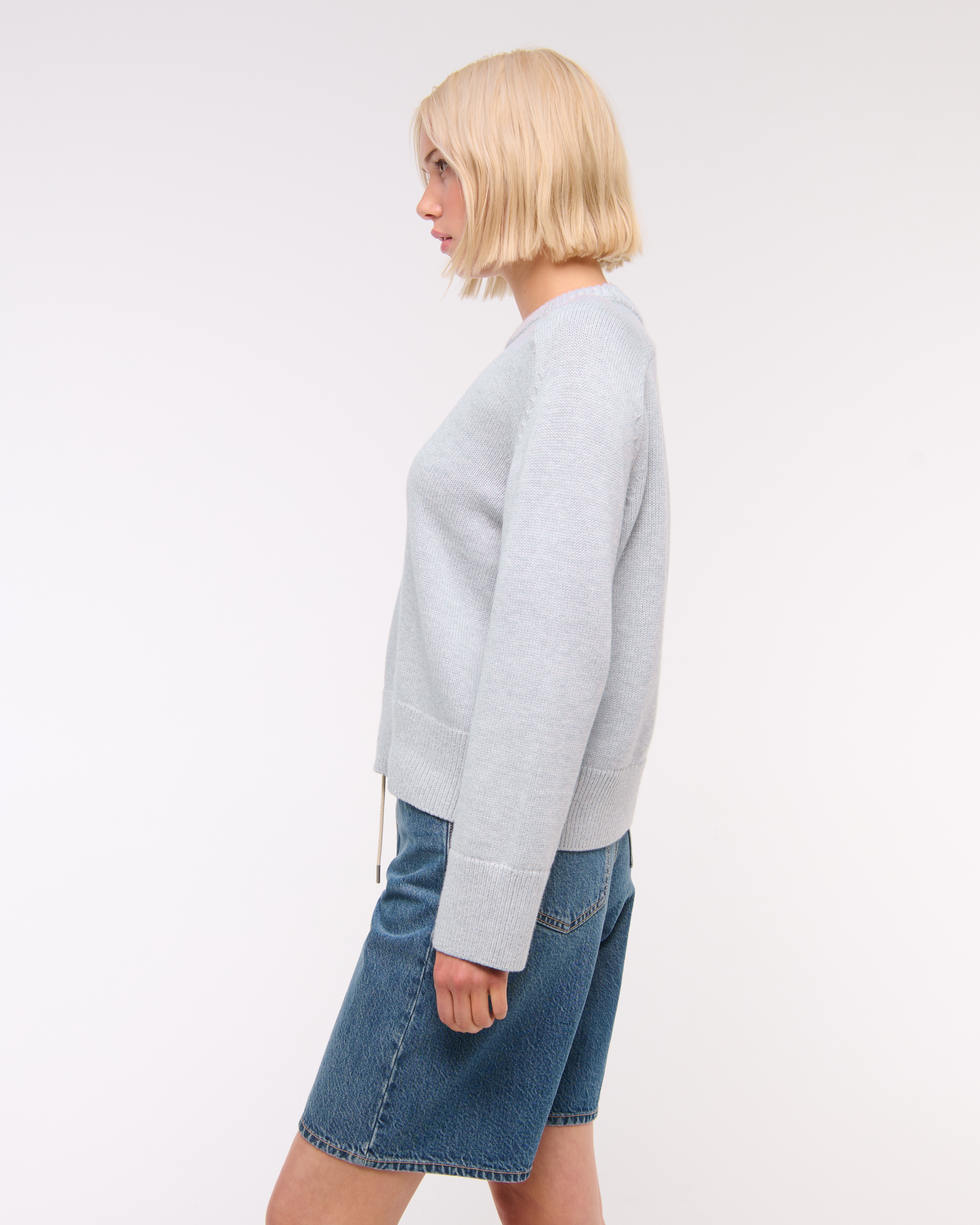 Abercrombie & Fitch The A&f Madeline Crew Sweater In Gray