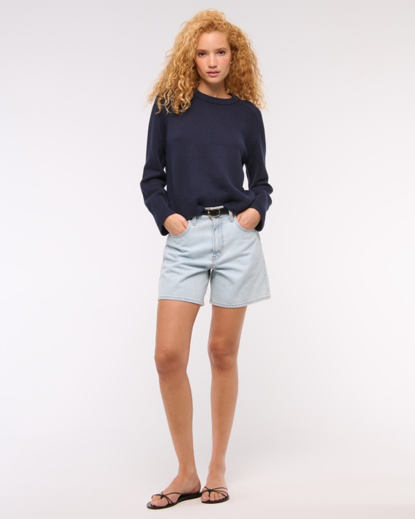 The A&F Madeline Crew Sweater, Dark Indigo view 1