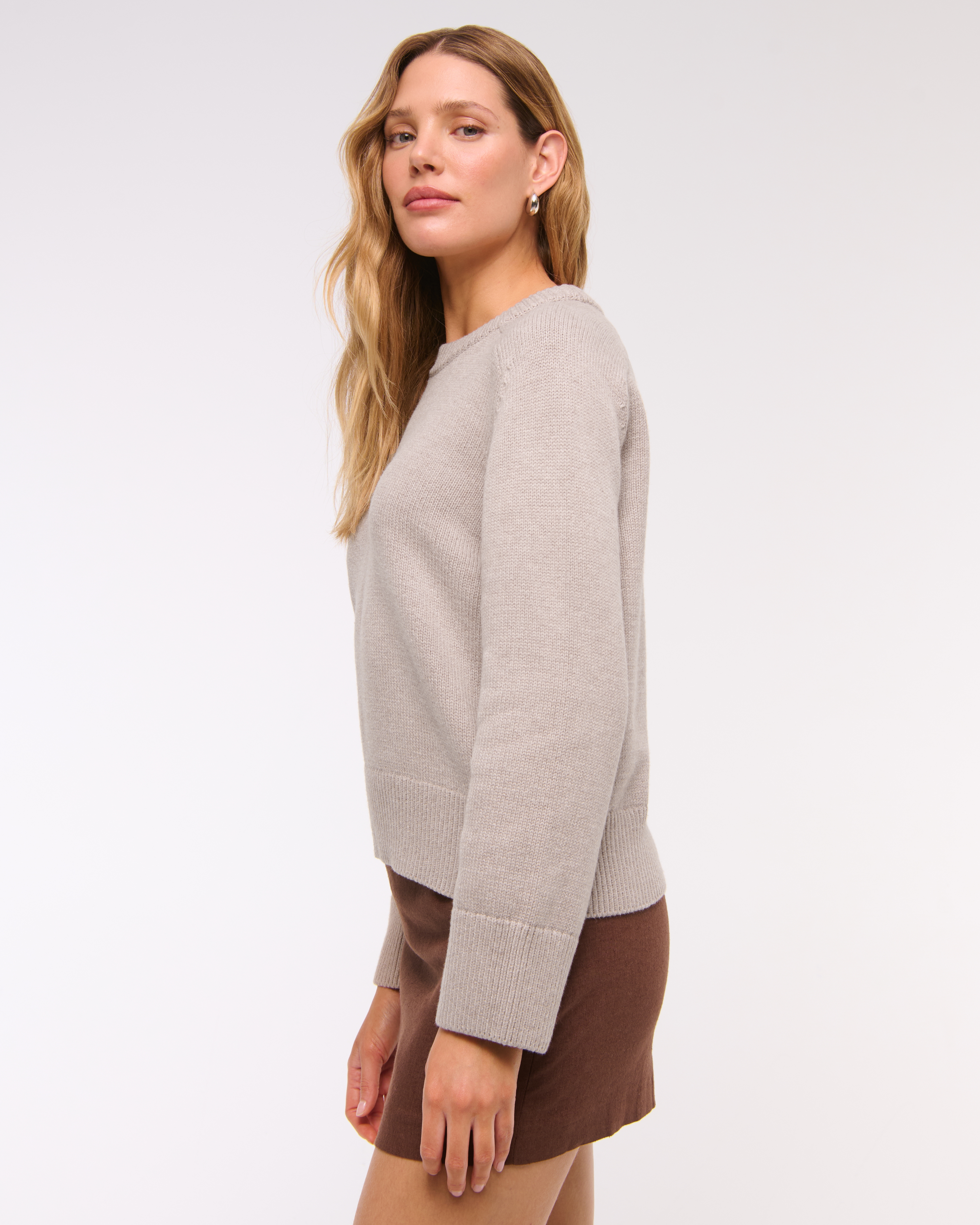 Abercrombie & Fitch The A&f Madeline Crew Sweater In Sand