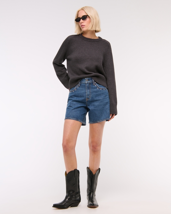 The A&F Madeline Crew Sweater, Dark Gray view 2