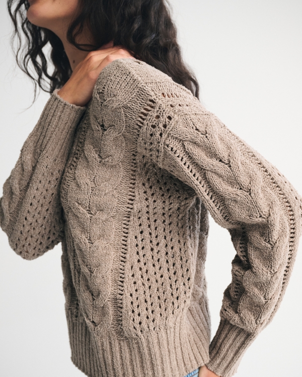 Textural Stitch Cable Crew Sweater