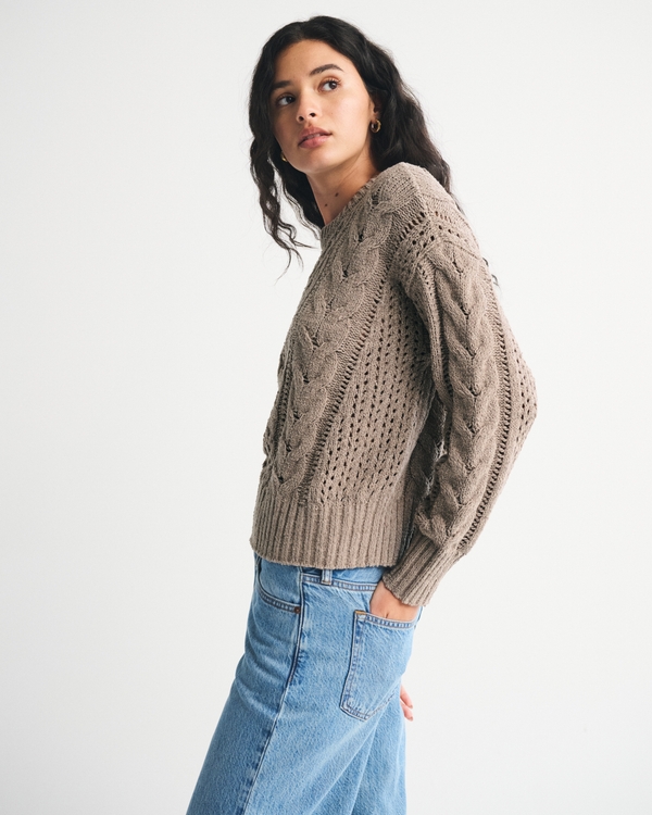 Textural Stitch Cable Crew Sweater