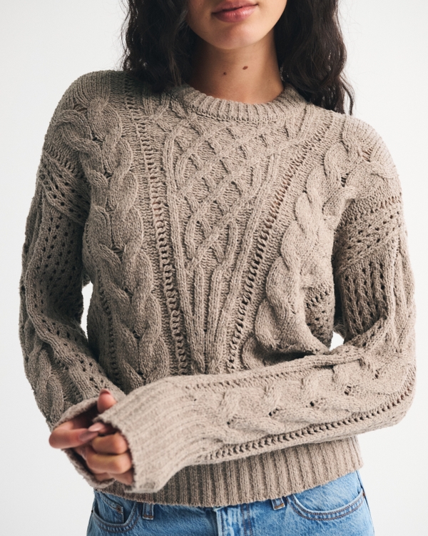 Textural Stitch Cable Crew Sweater