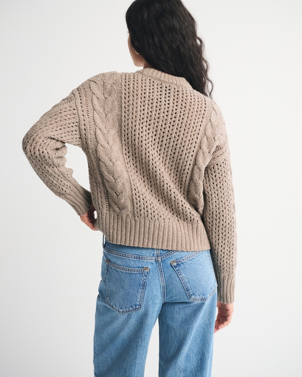Textural Stitch Cable Crew Sweater