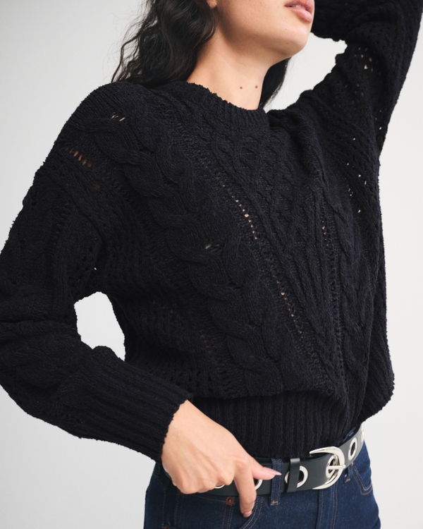 Textural Stitch Cable Crew Sweater