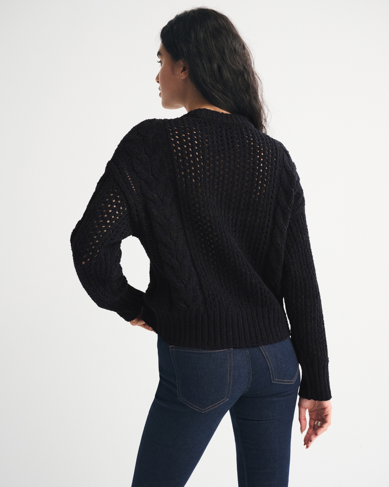 Textural Stitch Cable Crew Sweater