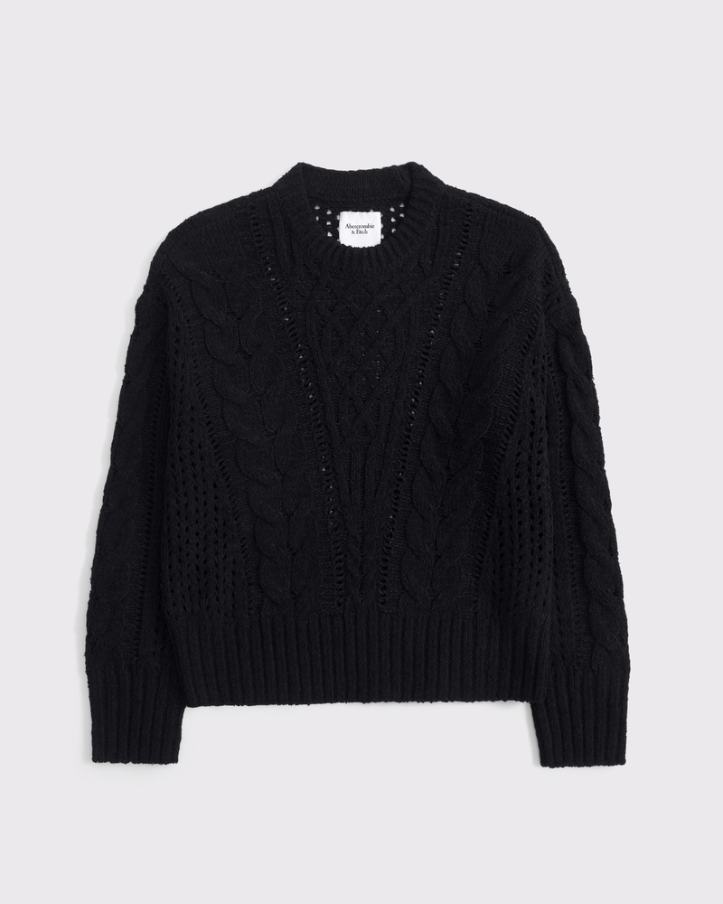 Women's Textural Stitch Cable Crew Sweater | Women's Tops