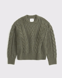 Textural Stitch Cable Crewneck Sweater