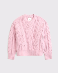 Textural Stitch Cable Crewneck Sweater