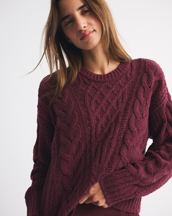 Textural Stitch Cable Crewneck Sweater