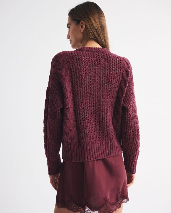 Textural Stitch Cable Crewneck Sweater