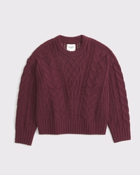 Textural Stitch Cable Crewneck Sweater