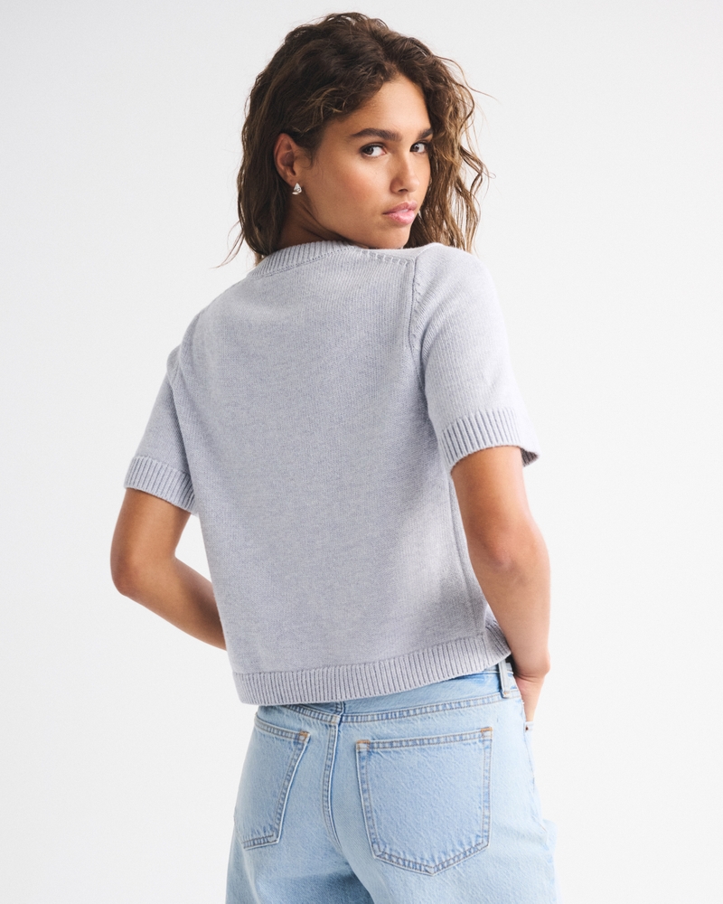 Short-Sleeve Crew Cardigan