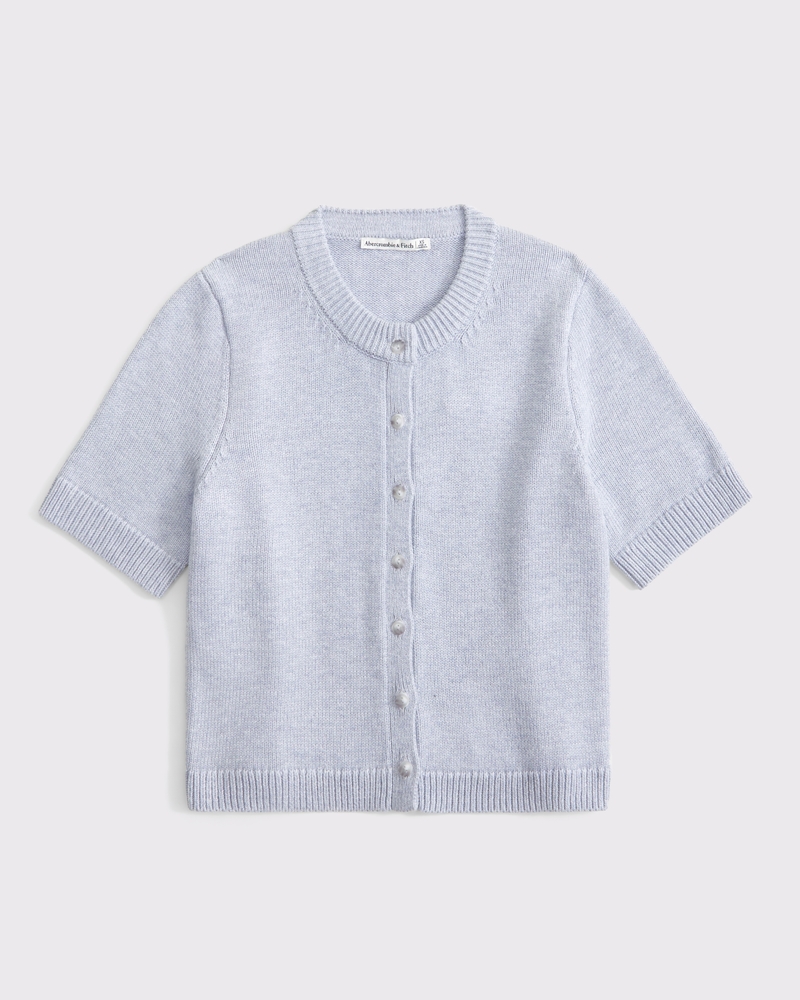 Short-Sleeve Crew Cardigan