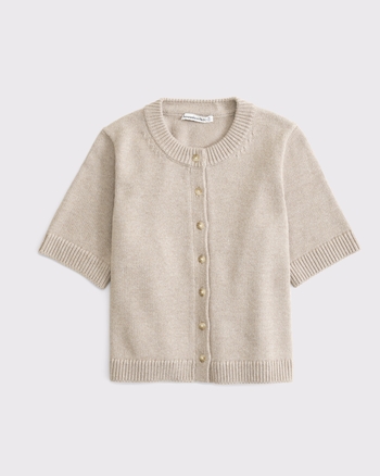 Femme Cardigan à manches courtes, col ras du cou | Femme Nouveautés | Abercrombie.com