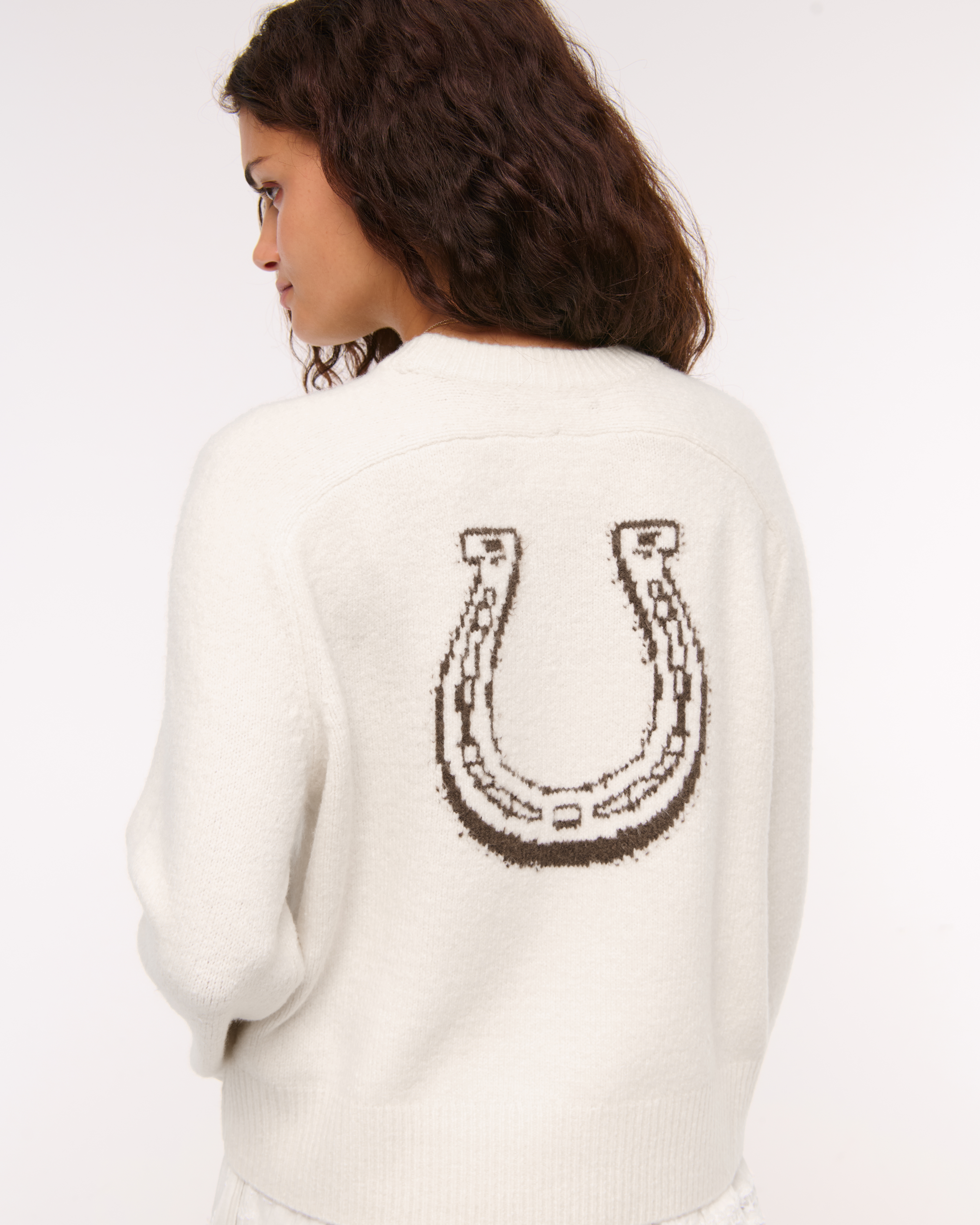 Abercrombie & Fitch The A&f Madeline Western Crew Sweater In White