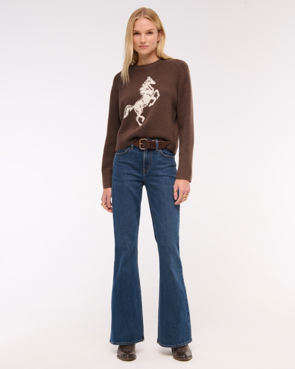 The A&F Madeline Western Crew Sweater, Brown view 2