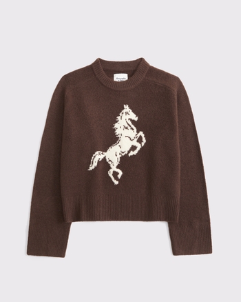 Women's The A&F Madeline Western Crew Sweater | Women's Tops | Abercrombie.com