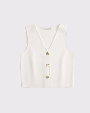 【新品タグ付】UNLIENS v neck gilet ecru Women's V-Neck Sweater Vest - Knit Cardigan Vest, Short