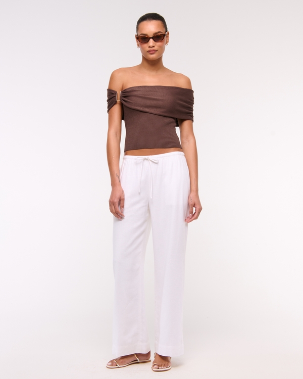 Hardware Off-The-Shoulder Sweater Top